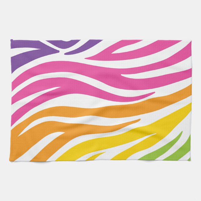 Farbenfrohe Regenbogen Zebra Muster Geschenke Geschirrtuch (Horizontal)