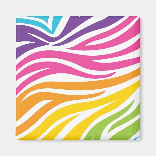 Farbenfrohe Regenbogen Zebra Muster Geschenke Magnet (Vorne)