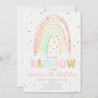 Farbenfrohe Regenbogen zum Geburtstag, Regenbogen  Einladung