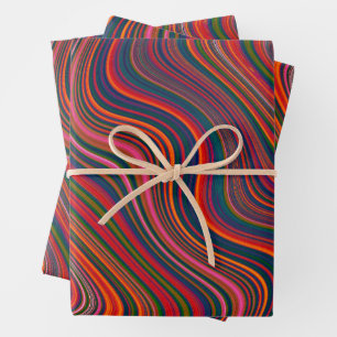 Farbenfrohe Regenbogenabstraktion Geschenkpapier Set