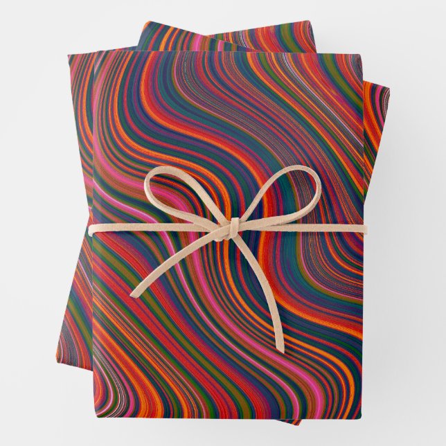 Farbenfrohe Regenbogenabstraktion Geschenkpapier Set (Beispiel)