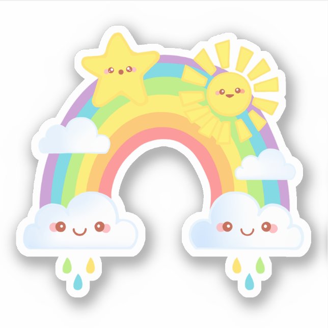 Farbenfrohe Regenbogenästhetik Aufkleber (Vorderseite)