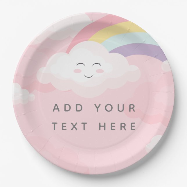 Farbenfrohe Regenbogenbär Geburtstag Pappteller (Vorderseite)