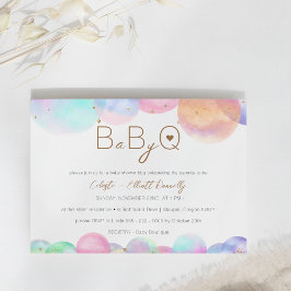 Farbenfrohe Regenbogenblasen Baby-Q GRILLEN Babydu Einladung