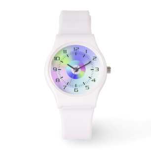 Farbenfrohe Regenbogenblende Gute Augen strahlend Armbanduhr