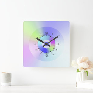Farbenfrohe Regenbogenblende Gute Augen strahlend Quadratische Wanduhr