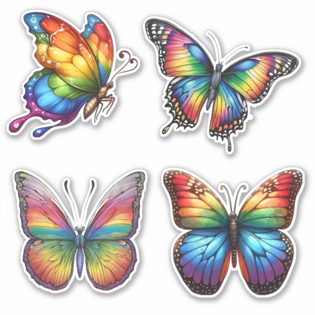 Farbenfrohe Regenbogenbutterfly-Set wasserdicht Aufkleber (Vorderseite)