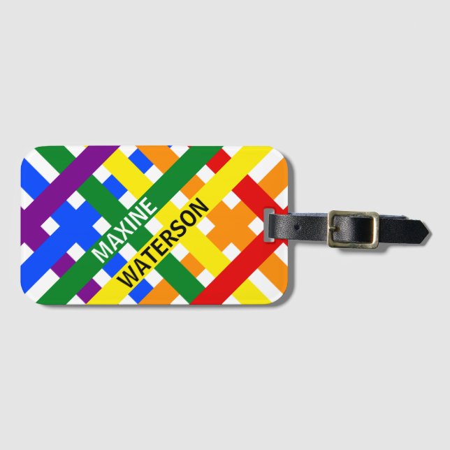 Farbenfrohe Regenbogendiagonale Streifen Horizonta Gepäckanhänger (Vorderseite (Horizontal))