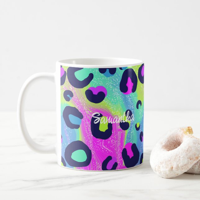 Farbenfrohe Regenbogendrucke Kaffeetasse (Mit Donut)