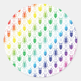 Farbenfrohe Regenbogenfantasy Dragon Quilmuster Runder Aufkleber