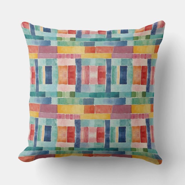 Farbenfrohe Regenbogenfarben Abstraktes Farbmuster Kissen (Vorderseite)