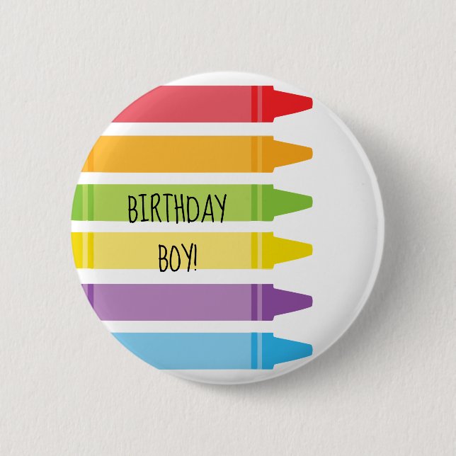 Farbenfrohe Regenbogenfarben Crayons Geburtstag Button (Vorderseite)