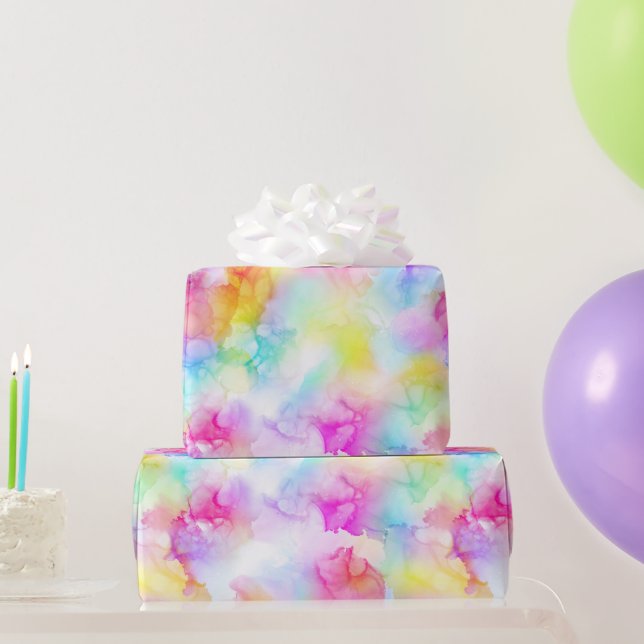 Farbenfrohe Regenbogenfarben Gefärbte Krawatte Aqu Geschenkpapier (Partygeschenke)