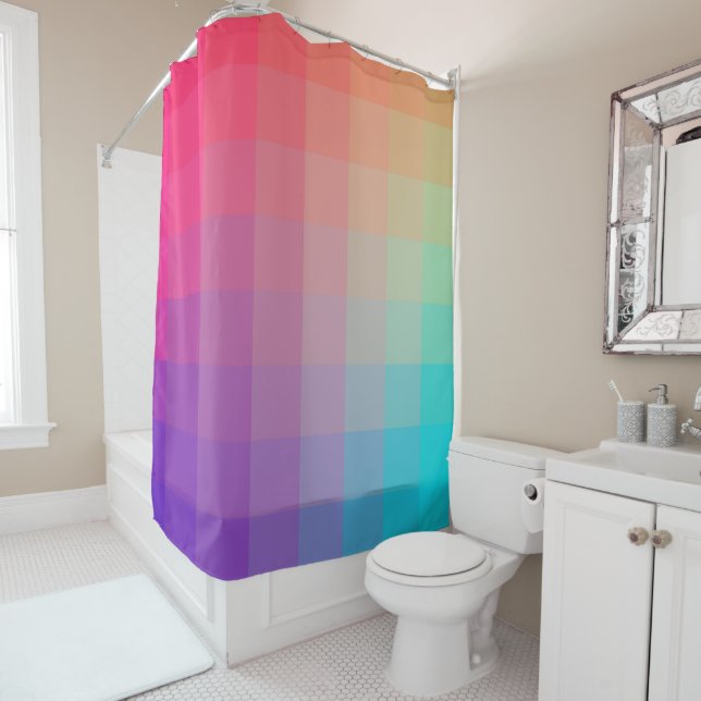 Farbenfrohe Regenbogenfarben glänzendes Design Duschvorhang (Beispiel)