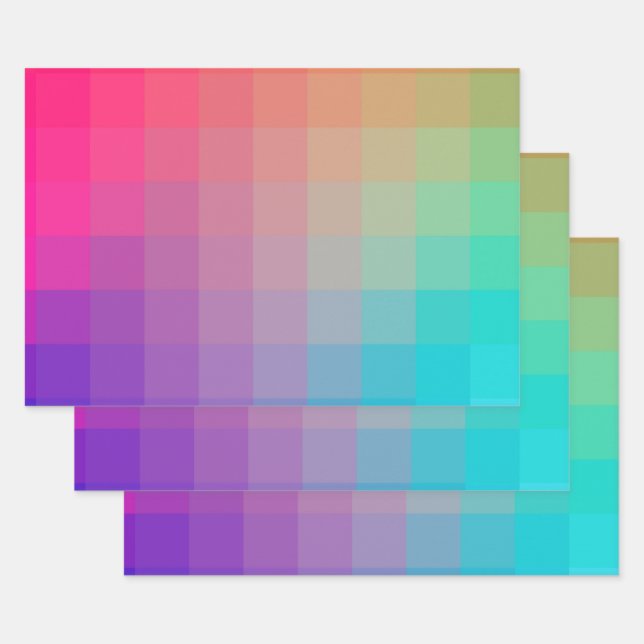 Farbenfrohe Regenbogenfarben glänzendes Design Geschenkpapier Set (Set)