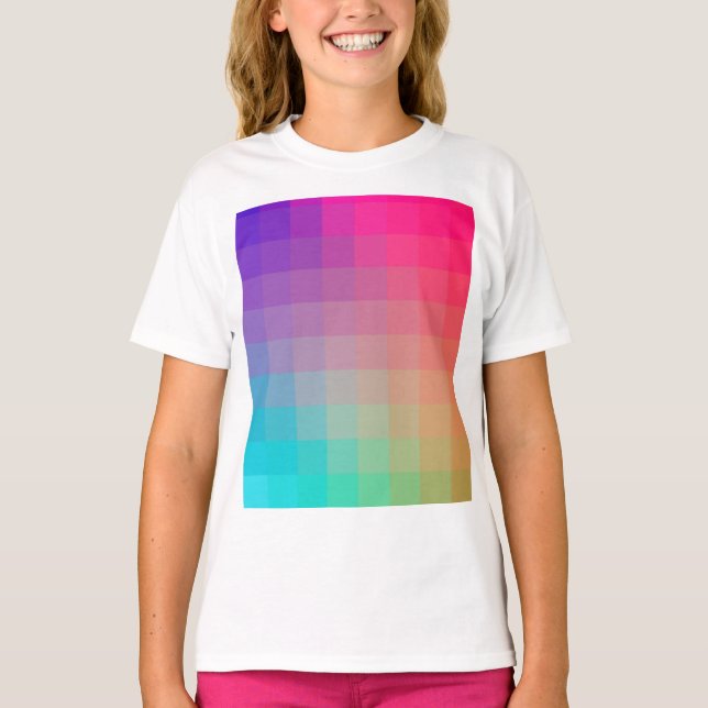 Farbenfrohe Regenbogenfarben glänzendes Design T-Shirt (Vorderseite)