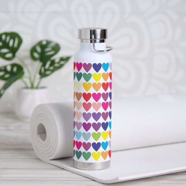 Farbenfrohe Regenbogenfarben Muster Trinkflasche (Yoga)