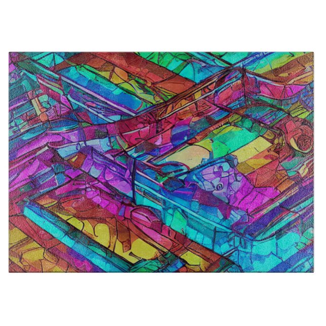 Farbenfrohe Regenbogenfarben Schneidebrett (Vorderseite)