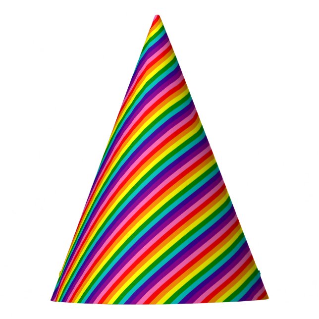 Farbenfrohe Regenbogenfarben Streifen Muster LGBT  Partyhütchen (Vorderseite)
