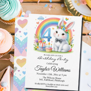 Farbenfrohe Regenbogenfarben und sonniges 4. Gebur Einladung