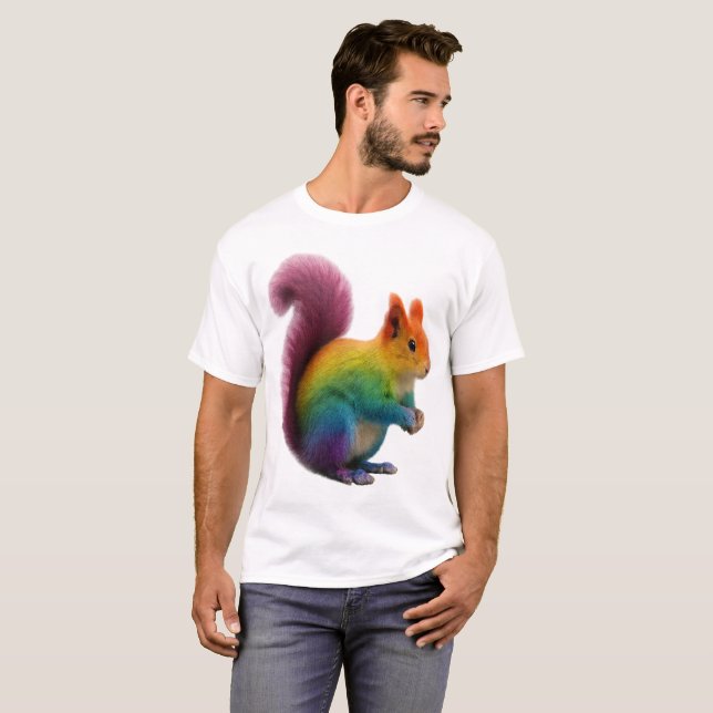 Farbenfrohe Regenbogenfellaufkleber T-Shirt (Vorne ganz)