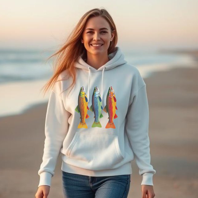 Farbenfrohe Regenbogenforelle Hoodie (Colorful Rainbow Trout-Fisherman Fashion Summer Beach)