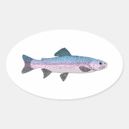 Farbenfrohe Regenbogenforelle Ovaler Aufkleber