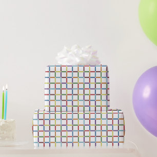 Farbenfrohe Regenbogengitter mit negativem Raum Geschenkpapier