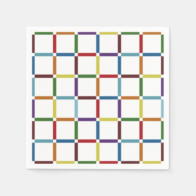 Farbenfrohe Regenbogengitter mit negativem Raum Serviette (Vorderseite)