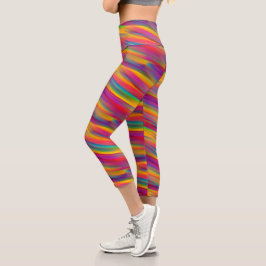 Farbenfrohe Regenbogenglanz Capri Leggings
