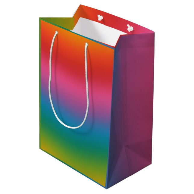 Farbenfrohe Regenbogenglanz Mittlere Geschenktüte (Rückseite Schrägansicht)