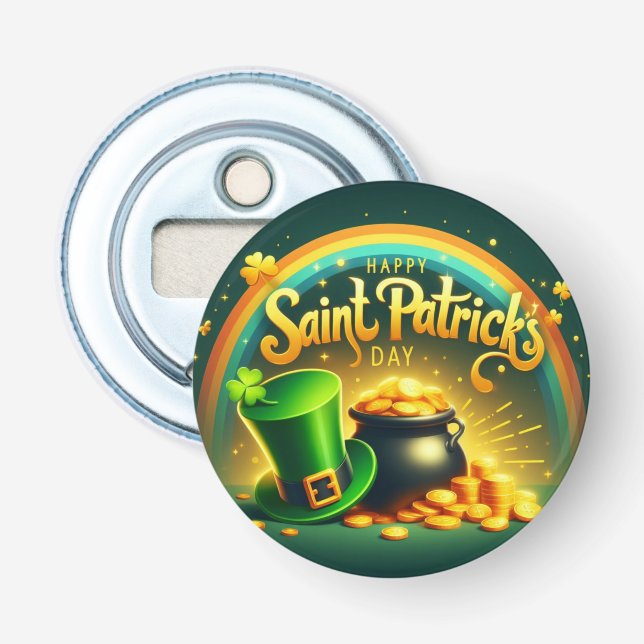 Farbenfrohe Regenbogengold St. Patrick's Day Flaschenöffner (Vorderseite)