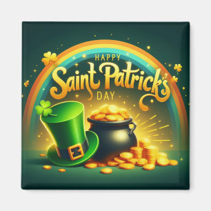 Farbenfrohe Regenbogengold St. Patrick's Day Magnet