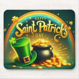 Farbenfrohe Regenbogengold St. Patrick's Day Mousepad