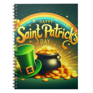 Farbenfrohe Regenbogengold St. Patrick's Day Notizblock