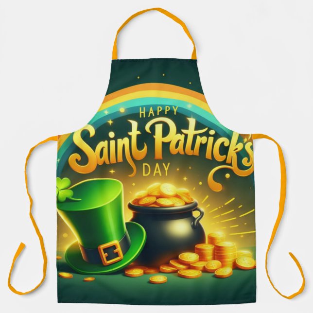 Farbenfrohe Regenbogengold St. Patrick's Day Schürze (Vorderseite)