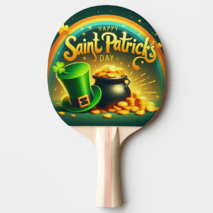 Farbenfrohe Regenbogengold St. Patrick's Day Tischtennis Schläger