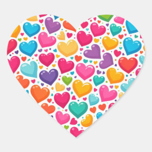 Farbenfrohe Regenbogenherzen Valentines Herz-Aufkleber