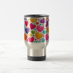 Farbenfrohe Regenbogenherzen Valentines Reisebecher