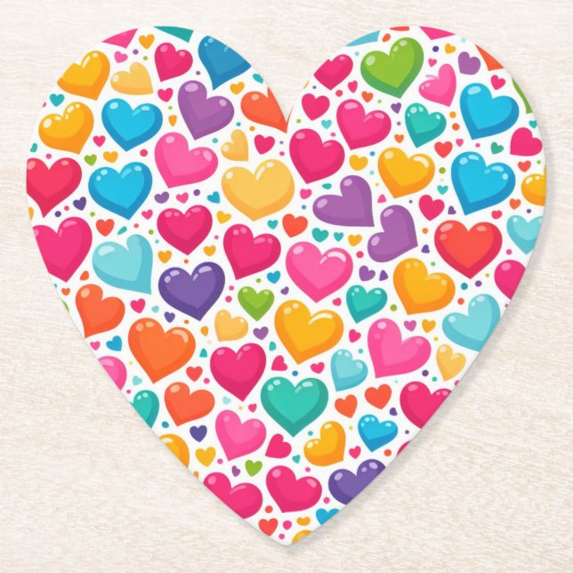 Farbenfrohe Regenbogenherzen Valentines Untersetzer (Vorderseite)