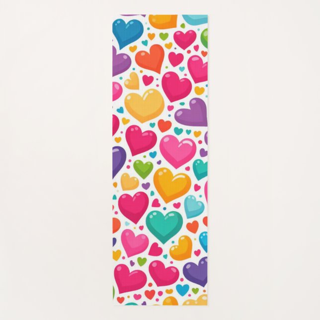 Farbenfrohe Regenbogenherzen Valentines Yogamatte (Vorderseite)