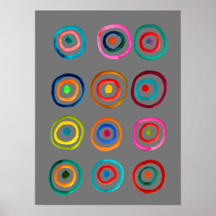 Farbenfrohe Regenbogenkreise Kunst Aquarell Poster