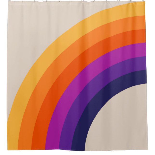 Farbenfrohe Regenbogenkunst im Retrostil Duschvorhang (Vorderseite)