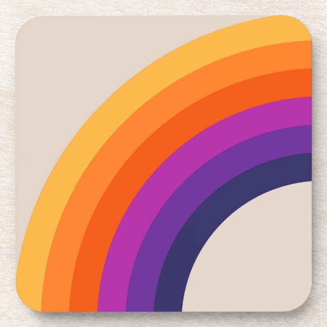 Farbenfrohe Regenbogenkunst im Retrostil Getränkeuntersetzer (Vorderseite)
