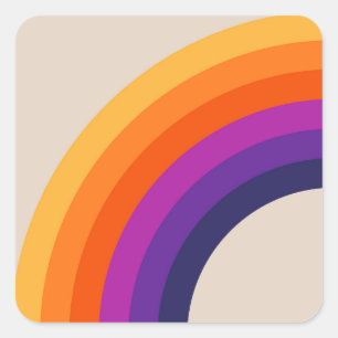 Farbenfrohe Regenbogenkunst im Retrostil Quadratischer Aufkleber