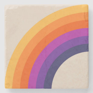Farbenfrohe Regenbogenkunst im Retrostil Steinuntersetzer