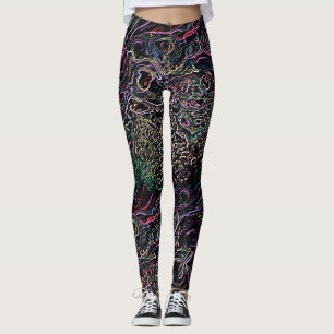 Farbenfrohe Regenbogenlinie Jumbled Knots Black Leggings