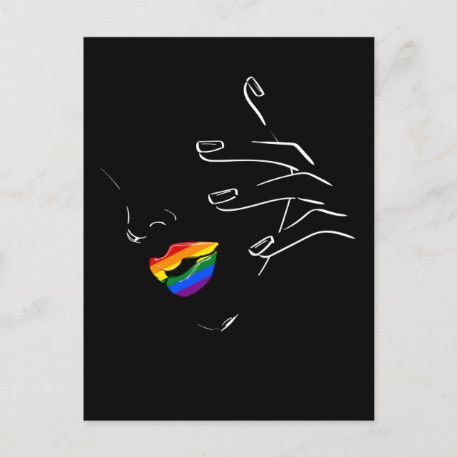 Farbenfrohe Regenbogenlippen Pride Gay Lesbian Que Postkarte (Vorderseite)
