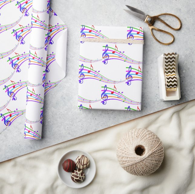 Farbenfrohe Regenbogenmusik Geschenkpapier (Kunsthandwerk)