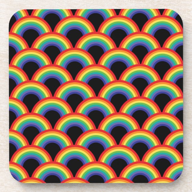 Farbenfrohe Regenbogenmuster Getränkeuntersetzer (Vorderseite)